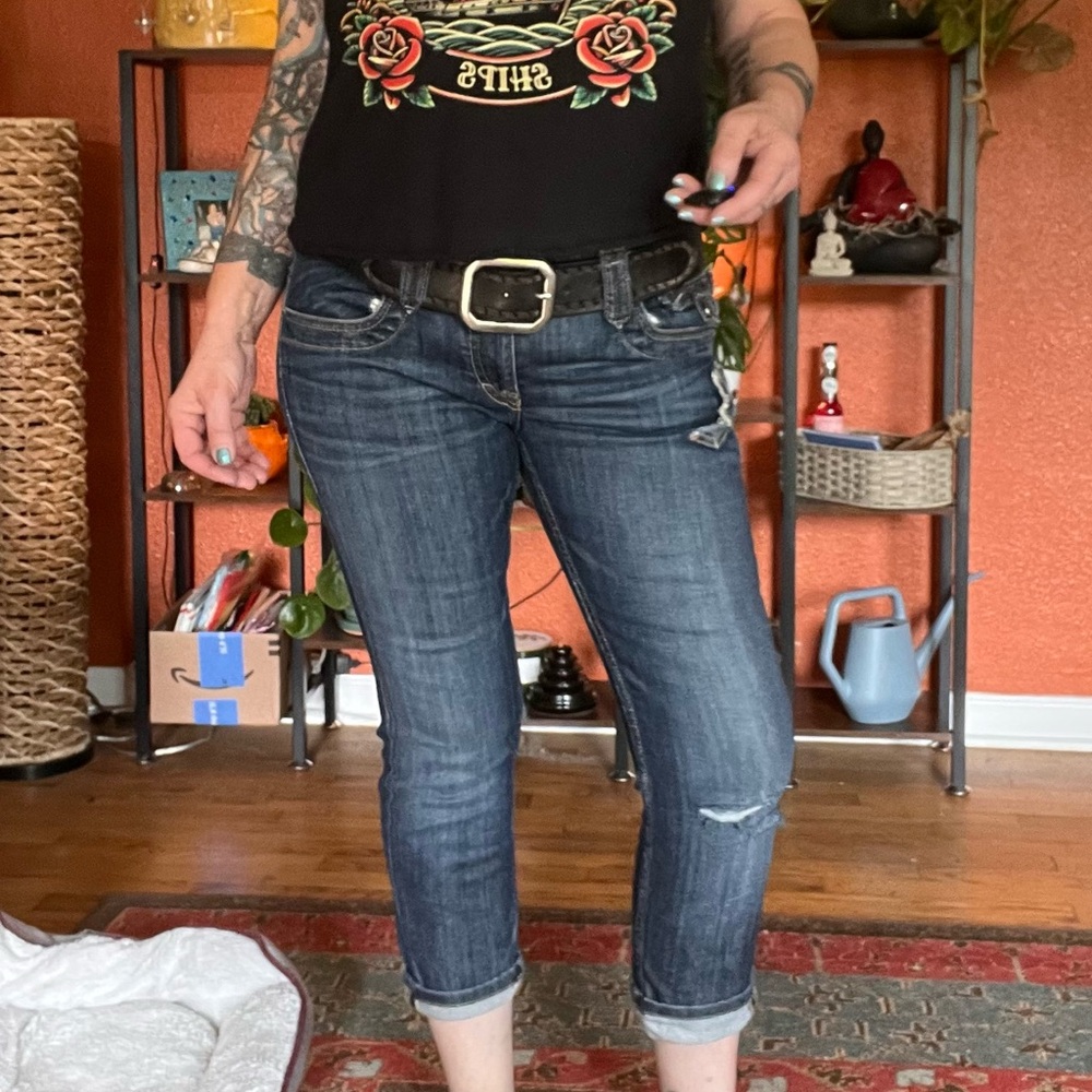 👖 Taverniti Cropped Skinny Jeans with Distressed Details | Sz 31 / K